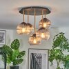 Koyoto ceiling light, globe light 45 cm brass, black, 5-light sources