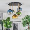 Koyoto ceiling light, globe light 45 cm brass, black, 5-light sources