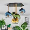 Koyoto ceiling light, globe light 45 cm brass, black, 5-light sources