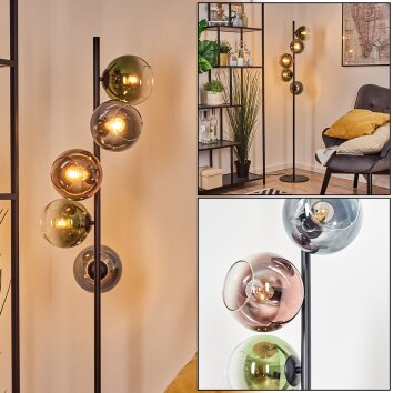 Koyoto globe light, floor lamp 32 cm blue, green, clear, coppery, 5-light sources