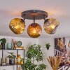 Ripoll ceiling light, globe light gold, coppery, Smoke-coloured, 3-light sources