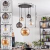 Koyoto hanging light, globe light, pendant light 45 cm Amber, clear, Smoke-coloured, 5-light sources