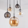 Koyoto hanging light, globe light, pendant light 45 cm Amber, clear, Smoke-coloured, 5-light sources