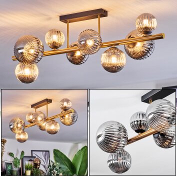 Chehalis ceiling light, globe light gold, black, 8-light sources