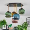 Koyoto ceiling light, globe light 45 cm brass, black, 5-light sources