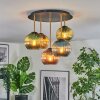 Koyoto ceiling light, globe light 45 cm brass, black, 5-light sources