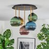 Koyoto ceiling light, globe light 45 cm brass, black, 5-light sources