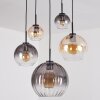 Koyoto hanging light, globe light, pendant light Amber, clear, Smoke-coloured, 5-light sources