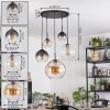 Koyoto hanging light, globe light, pendant light Amber, clear, Smoke-coloured, 5-light sources