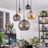 Koyoto hanging light, globe light, pendant light Amber, Smoke-coloured, 5-light sources