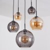 Koyoto hanging light, globe light, pendant light Amber, Smoke-coloured, 5-light sources