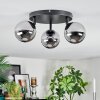 Chehalis ceiling light, globe light 44 cm chrome, Smoke-coloured, 3-light sources