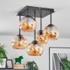 Koyoto ceiling light, globe light 37 cm Amber, 5-light sources