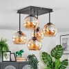Koyoto ceiling light, globe light 37 cm Amber, 5-light sources