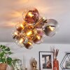 Koyoto ceiling light, globe light gold, black, 10-light sources