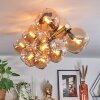 Koyoto ceiling light, globe light gold, black, 10-light sources