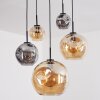 Ripoll hanging light, globe light, pendant light Amber, Smoke-coloured, 5-light sources