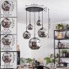 Ripoll hanging light, globe light, pendant light chrome, Smoke-coloured, 5-light sources