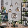 Ripoll hanging light, globe light, pendant light chrome, clear, Smoke-coloured, 5-light sources