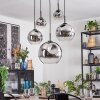 Ripoll hanging light, globe light, pendant light chrome, clear, Smoke-coloured, 5-light sources