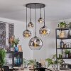 Ripoll hanging light, globe light, pendant light chrome, clear, Smoke-coloured, 5-light sources