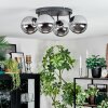 Chehalis ceiling light, globe light chrome, Smoke-coloured, 4-light sources