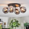 Chehalis ceiling light, globe light chrome, Smoke-coloured, 4-light sources
