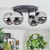 Chehalis ceiling light, globe light chrome, Smoke-coloured, 4-light sources