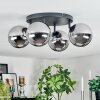 Chehalis ceiling light, globe light chrome, Smoke-coloured, 4-light sources