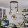 Ripoll hanging light, globe light, pendant light clear, Smoke-coloured, 5-light sources