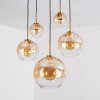 Koyoto hanging light, globe light, pendant light gold, black, 5-light sources