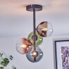 Chehalis ceiling light, globe light 27 cm blue, chrome, green, clear, coppery, Smoke-coloured, 4-light sources