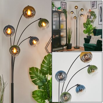 Koyoto globe light, floor lamp blue, gold, green, clear, 5-light sources