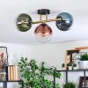 Gastor ceiling light, globe light gold, black, 3-light sources