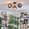 Gastor ceiling light, globe light gold, black, 3-light sources