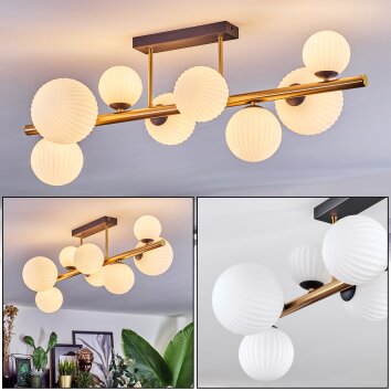 Chehalis ceiling light, globe light gold, black, 8-light sources