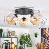 Ripoll ceiling light, globe light Amber, 3-light sources