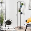 Gastor globe light, floor lamp 33 cm blue, chrome, green, Smoke-coloured, 5-light sources