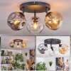 Ripoll ceiling light, globe light Amber, clear, Smoke-coloured, 3-light sources