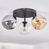 Ripoll ceiling light, globe light Amber, clear, Smoke-coloured, 3-light sources