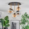 Gastor ceiling light, globe light brass, black, 5-light sources