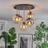 Gastor ceiling light, globe light brass, black, 5-light sources