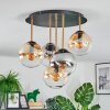 Gastor ceiling light, globe light brass, black, 5-light sources