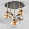 Gastor ceiling light, globe light brass, black, 5-light sources