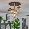 Gastor ceiling light, globe light brass, black, 5-light sources