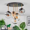 Gastor ceiling light, globe light brass, black, 5-light sources