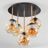 Ripoll ceiling light, globe light brass, black, 5-light sources