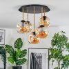 Ripoll ceiling light, globe light brass, black, 5-light sources