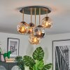 Ripoll ceiling light, globe light brass, black, 5-light sources
