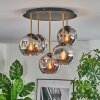Ripoll ceiling light, globe light brass, black, 5-light sources
